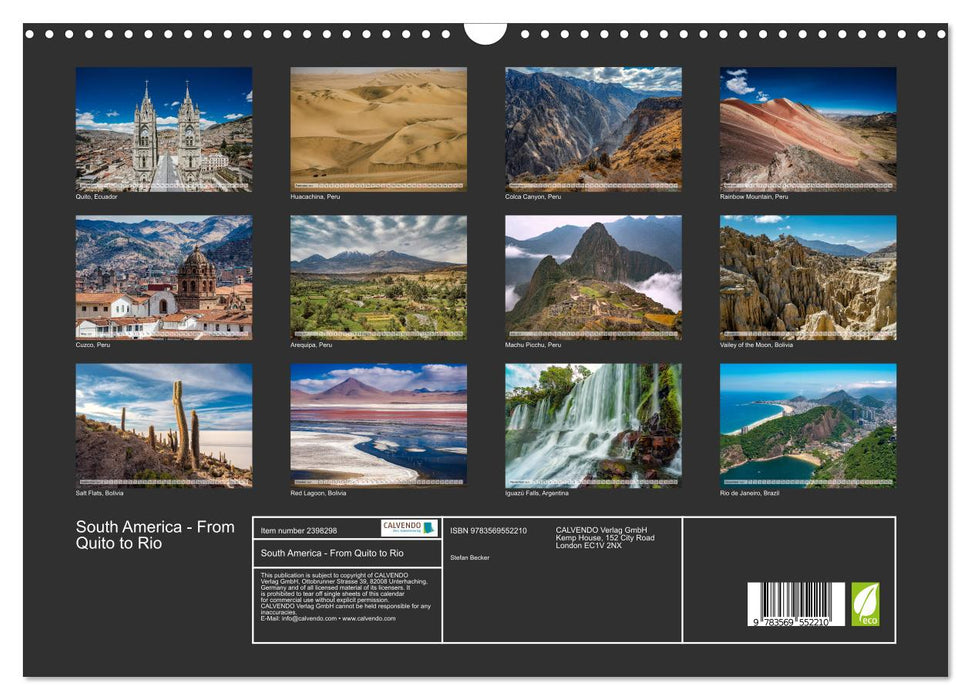 South America - From Quito to Rio (CALVENDO Monthly Calendar 2027)