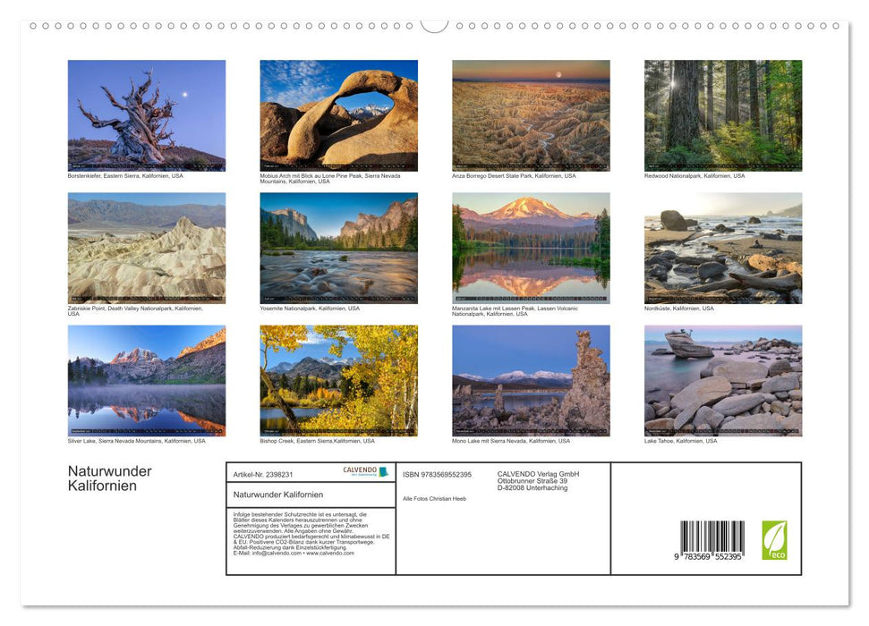 Naturwunder Kalifornien (CALVENDO Premium Wandkalender 2027)