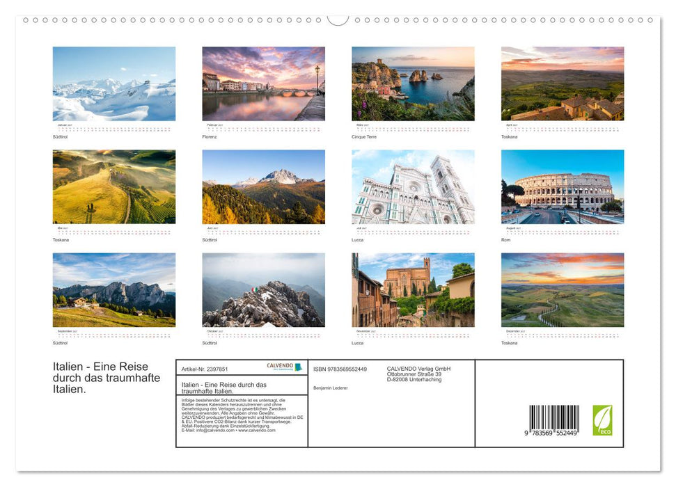 Italien - Eine Reise durch das traumhafte Italien. (CALVENDO Wandkalender 2027)