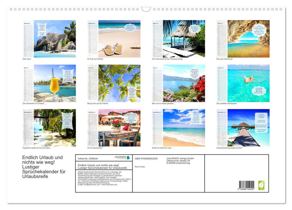 Endlich Urlaub und nichts wie weg! Lustiger Sprüchekalender für Urlaubsreife (CALVENDO Wandkalender 2027)