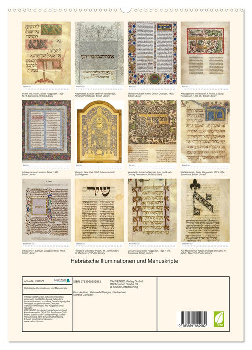 Hebräische Illuminationen und Manuskripte (CALVENDO Premium Wandkalender 2027)
