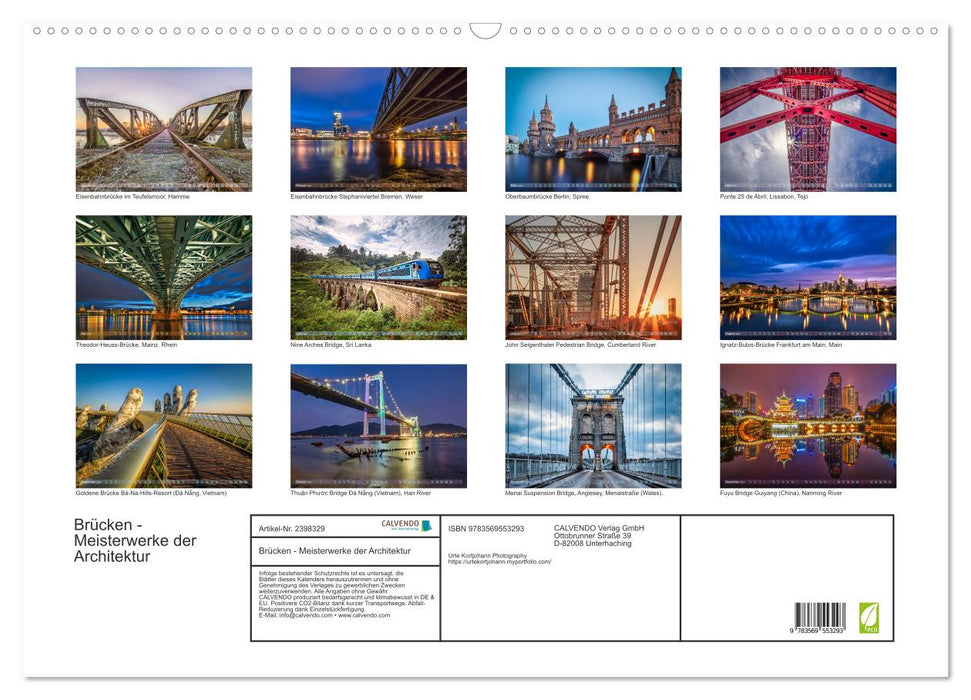Brücken - Meisterwerke der Architektur (CALVENDO Wandkalender 2027)