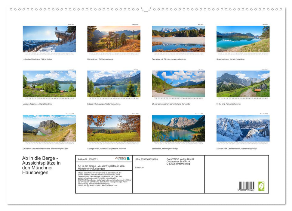 Ab in die Berge - Aussichtsplätze in den Münchner Hausbergen (CALVENDO Wandkalender 2027)