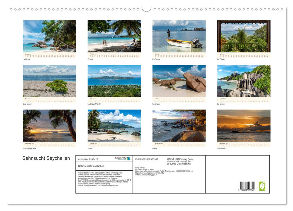 Sehnsucht Seychellen (CALVENDO Wandkalender 2027)