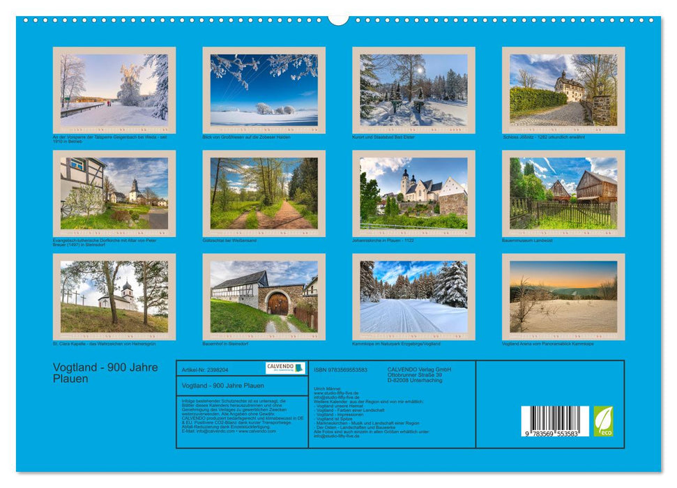 Vogtland - 900 Jahre Plauen (CALVENDO Premium Wandkalender 2027)