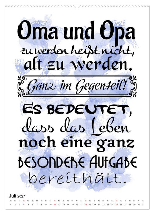 Oma und Opa, die Helden unserer Kindheit (CALVENDO Premium Wandkalender 2027)