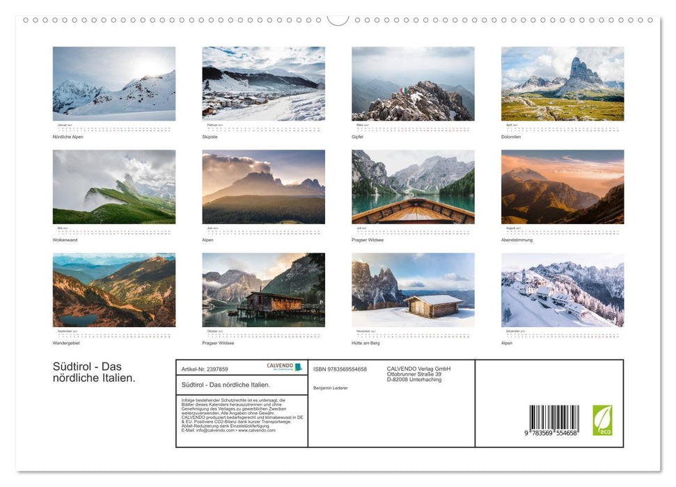 Südtirol - Das nördliche Italien. (CALVENDO Wandkalender 2027)