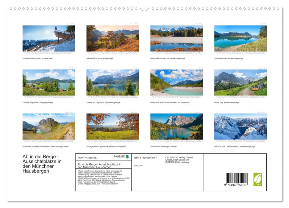 Ab in die Berge - Aussichtsplätze in den Münchner Hausbergen (CALVENDO Premium Wandkalender 2027)