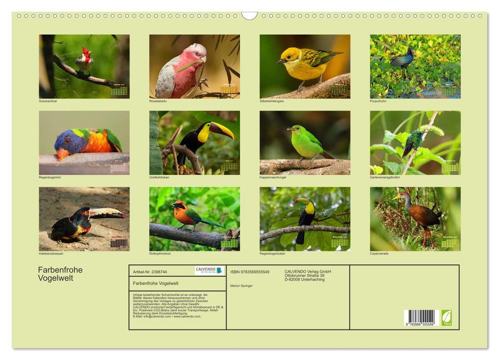 Farbenfrohe Vogelwelt (CALVENDO Wandkalender 2027)