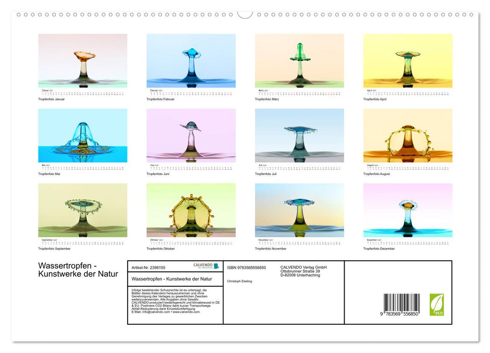 Wassertropfen - Kunstwerke der Natur (CALVENDO Premium Wandkalender 2027)