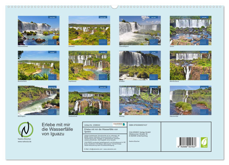 Erlebe mit mir die Wasserfälle von Iguazu (CALVENDO Premium Wandkalender 2027)