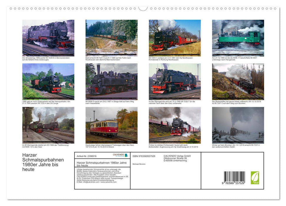 Harzer Schmalspurbahnen 1980er Jahre bis heute (CALVENDO Wandkalender 2027)