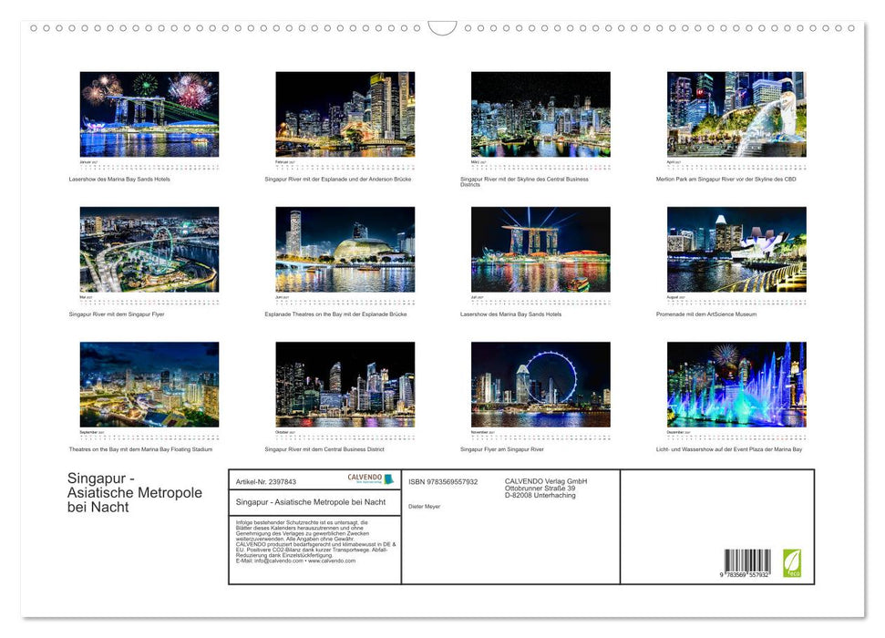 Singapur - Asiatische Metropole bei Nacht (CALVENDO Wandkalender 2027)