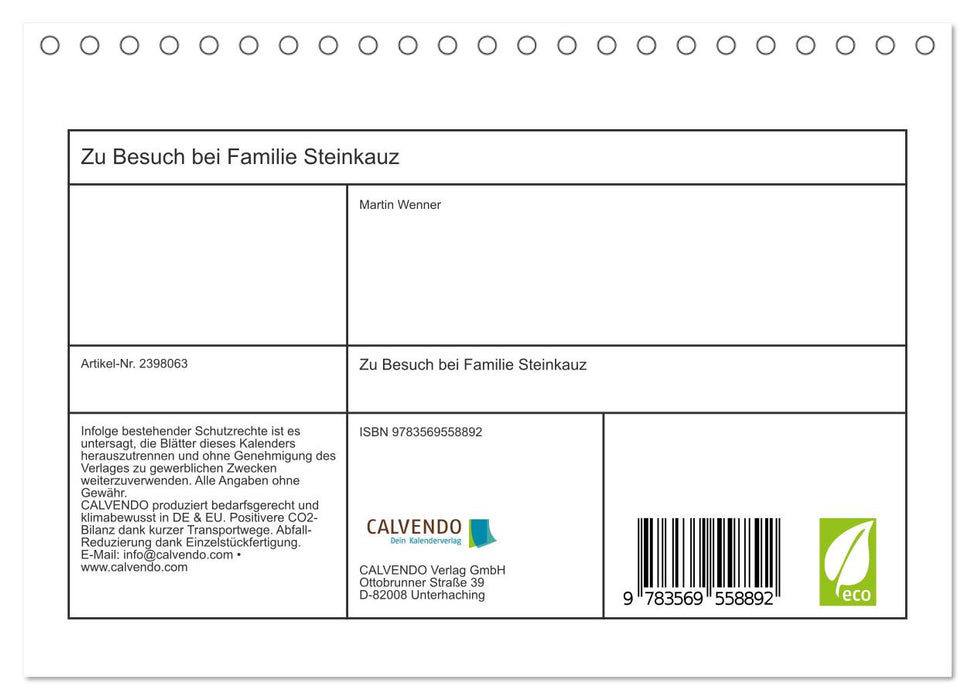 Zu Besuch bei Familie Steinkauz (CALVENDO Wandkalender 2027)
