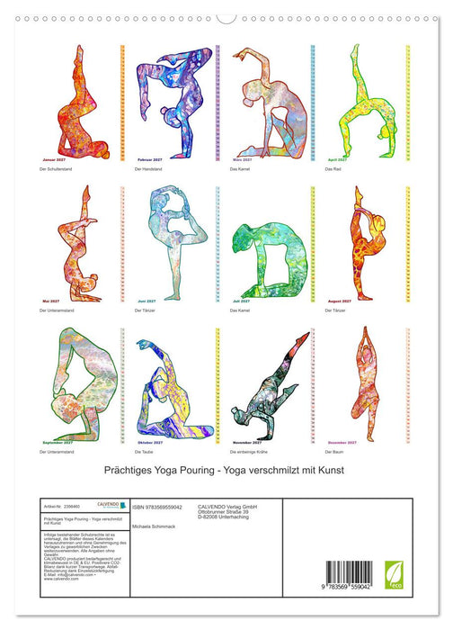 Prächtiges Yoga Pouring - Yoga verschmilzt mit Kunst (CALVENDO Premium Wandkalender 2027)