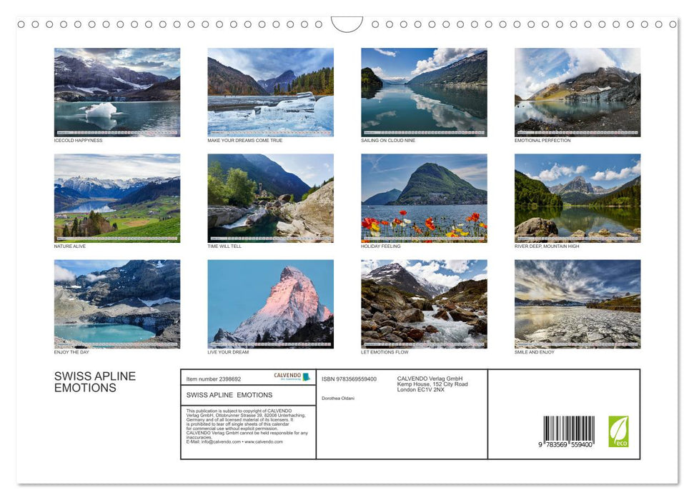 SWISS APLINE EMOTIONS (CALVENDO Monthly Calendar 2027)