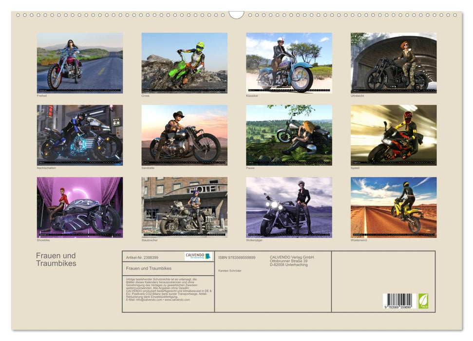 Frauen und Traumbikes (CALVENDO Wandkalender 2027)