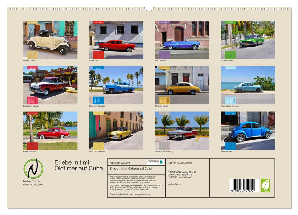 Erlebe mit mir Oldtimer auf Cuba (CALVENDO Premium Wandkalender 2027)
