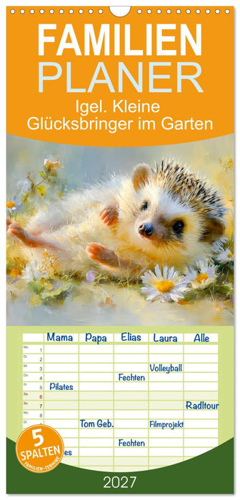 Igel. Kleine Glücksbringer im Garten (CALVENDO Familienplaner 2027)