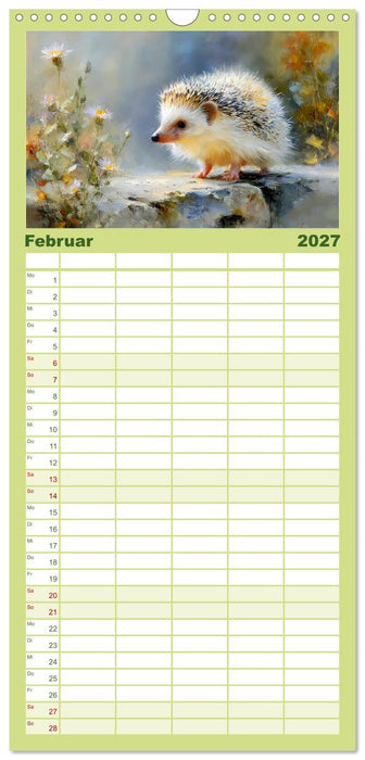 Igel. Kleine Glücksbringer im Garten (CALVENDO Familienplaner 2027)