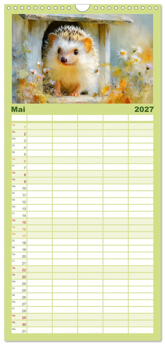 Igel. Kleine Glücksbringer im Garten (CALVENDO Familienplaner 2027)