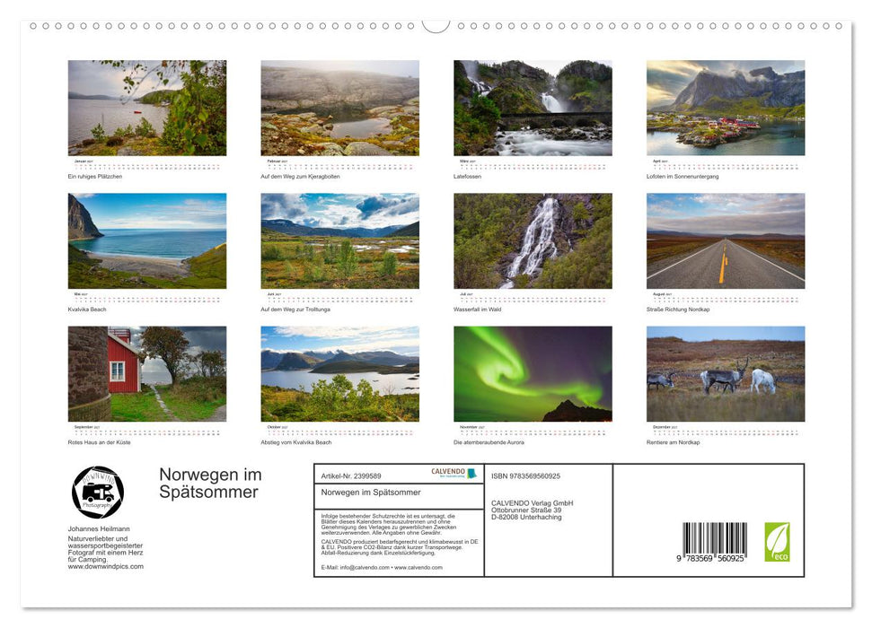 Norwegen im Spätsommer (CALVENDO Premium Wandkalender 2027)