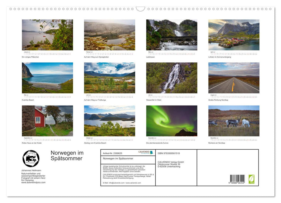 Norwegen im Spätsommer (CALVENDO Wandkalender 2027)