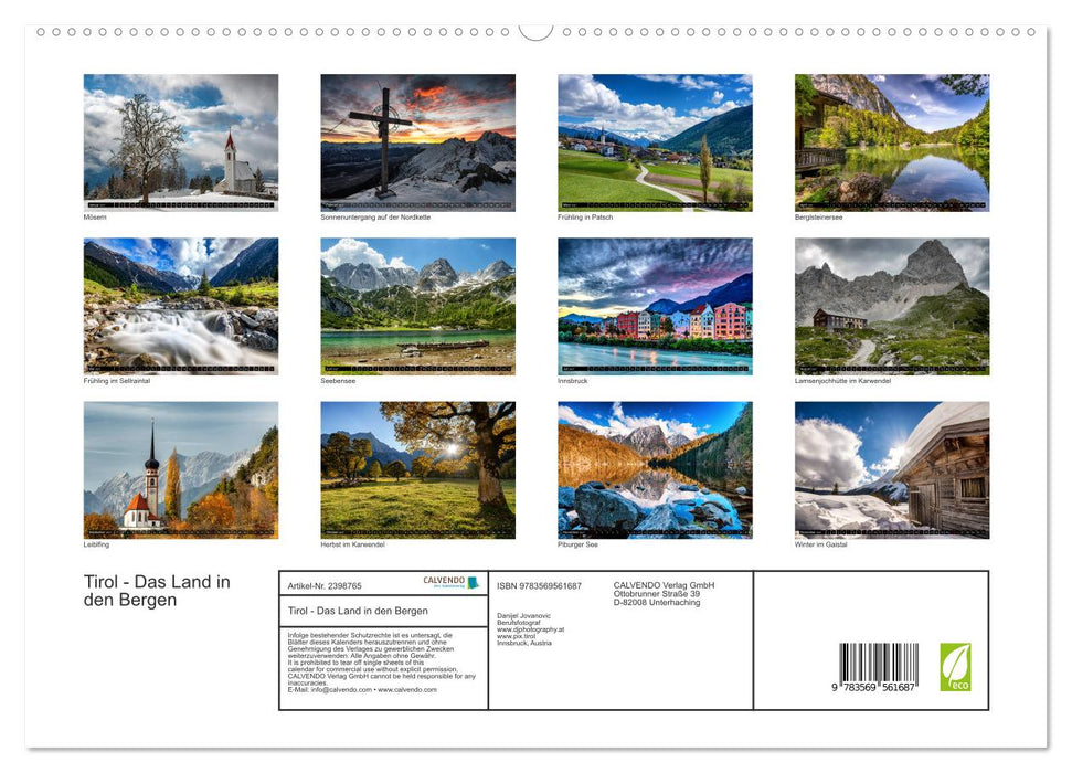 Tirol - Das Land in den Bergen (CALVENDO Premium Wandkalender 2027)