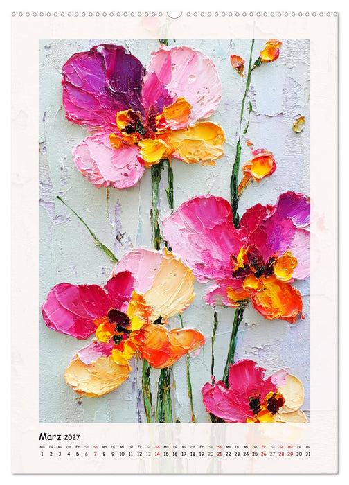 Botanische Farbwelten. Pflanzen in moderner Ölmalerei (CALVENDO Wandkalender 2027)