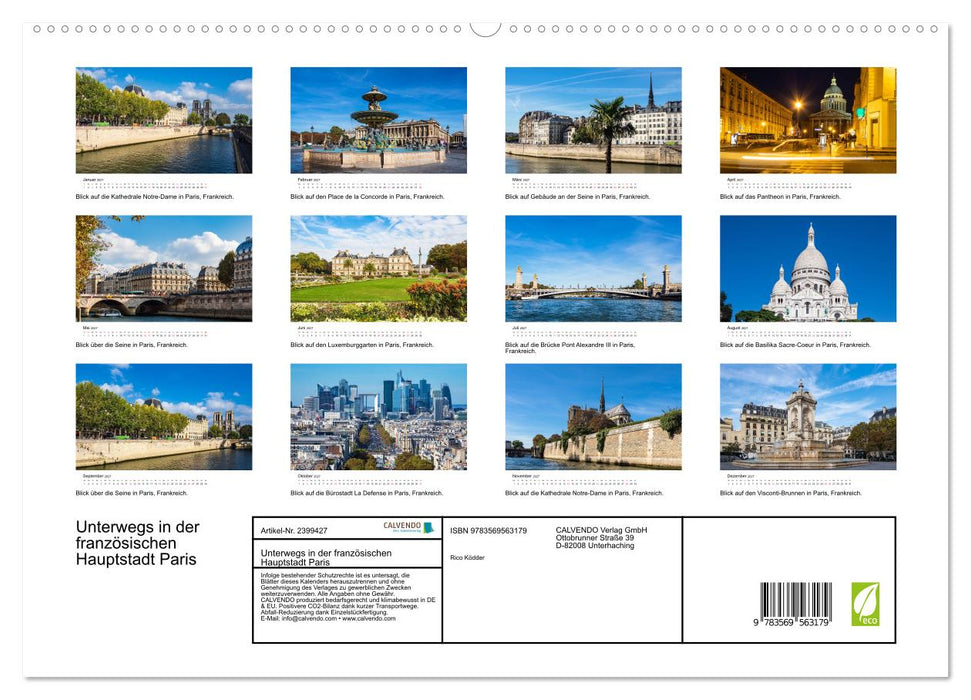 Unterwegs in der französischen Hauptstadt Paris (CALVENDO Premium Wandkalender 2027)