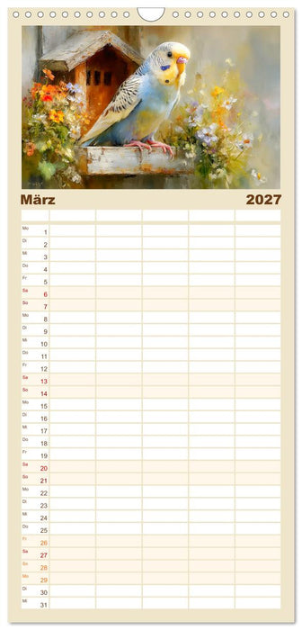 Wellensittiche. Fröhliche Seelen auf der Terrasse (CALVENDO Familienplaner 2027)