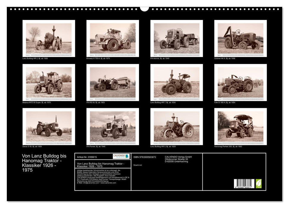 Von Lanz Bulldog bis Hanomag Traktor - Klassiker 1926 - 1975 (CALVENDO Wandkalender 2027)