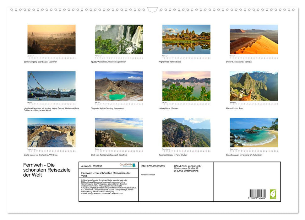 Fernweh - Die schönsten Reiseziele der Welt (CALVENDO Wandkalender 2027)