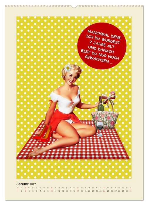 Loses Mundwerk im Pin-up Stil. Lustige Sprüche von Frau zu Mann (CALVENDO Premium Wandkalender 2027)