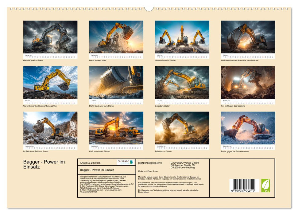 Bagger - Power im Einsatz (CALVENDO Premium Wandkalender 2027)
