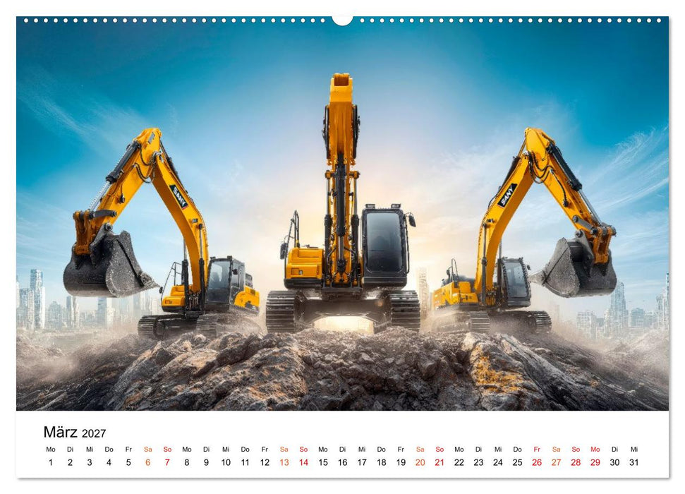 Bagger - Power im Einsatz (CALVENDO Premium Wandkalender 2027)