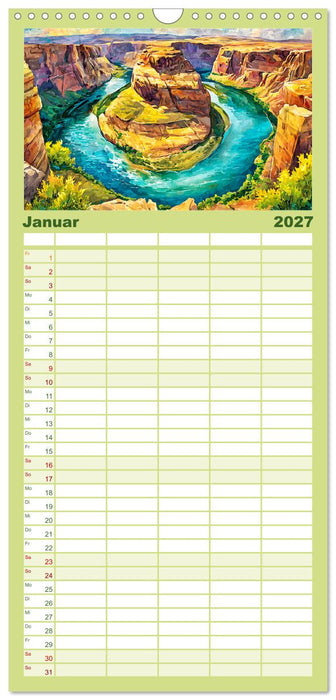 USA Impressionen. Zwischen Metropolen und Nationalparks (CALVENDO Familienplaner 2027)