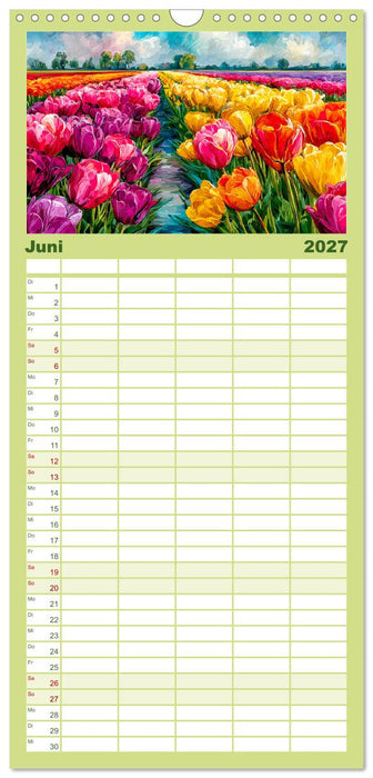 Niederlande. Aquarelle zwischen Grachten und Tulpenfeldern (CALVENDO Familienplaner 2027)