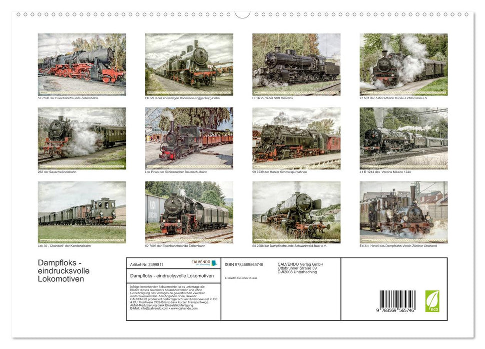 Dampfloks - eindrucksvolle Lokomotiven (CALVENDO Premium Wandkalender 2027)