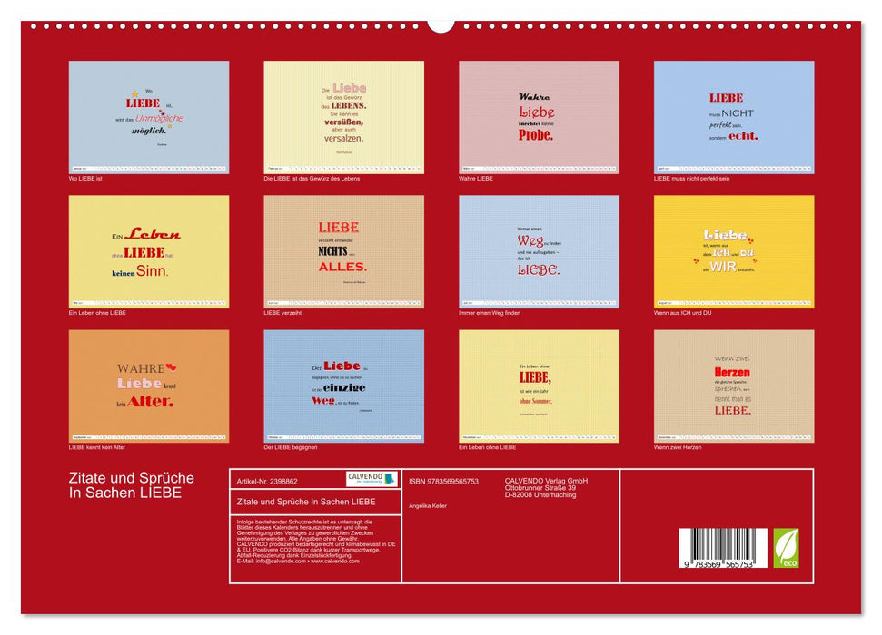Zitate und Sprüche In Sachen LIEBE (CALVENDO Premium Wandkalender 2027)