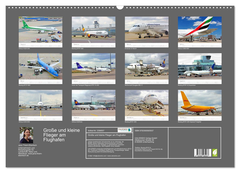 Große und kleine Flieger am Flughafen (CALVENDO Wandkalender 2027)