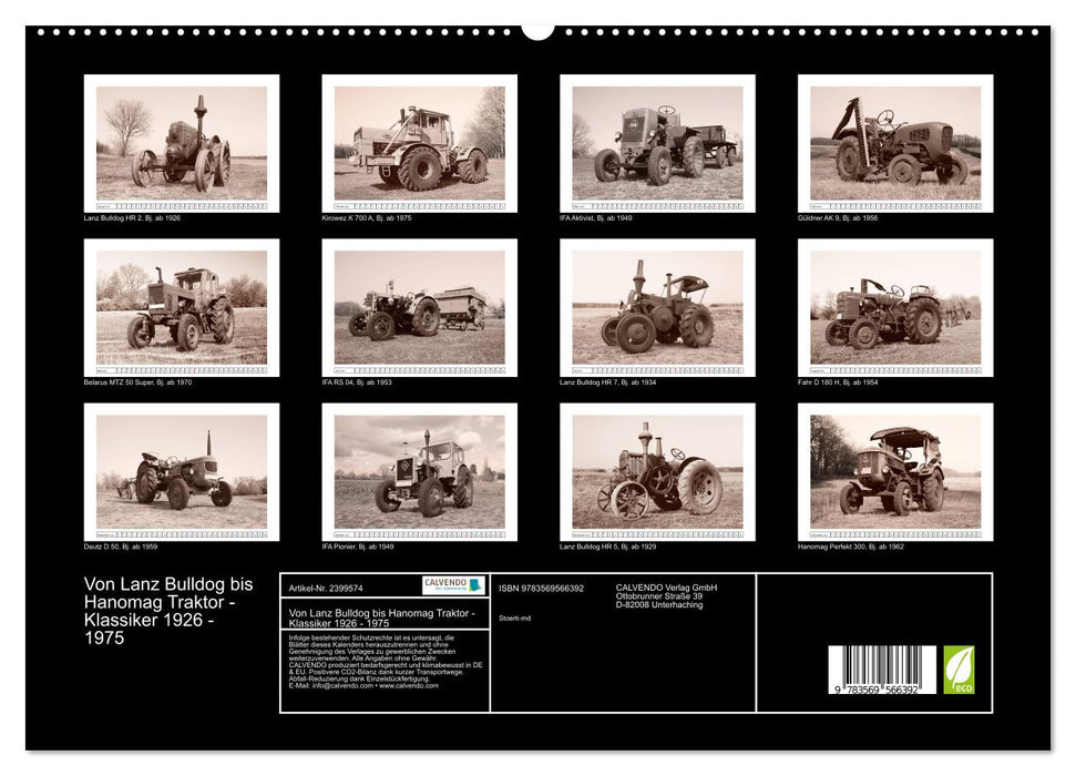 Von Lanz Bulldog bis Hanomag Traktor - Klassiker 1926 - 1975 (CALVENDO Premium Wandkalender 2027)