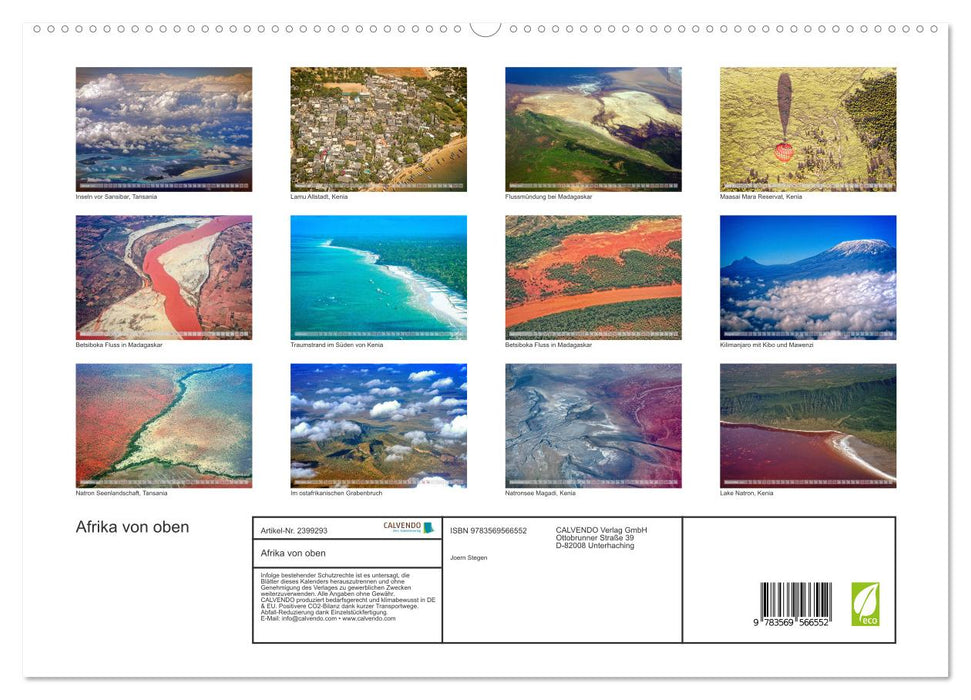 Afrika von oben (CALVENDO Premium Wandkalender 2027)