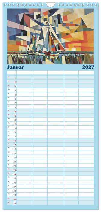 Segelschiffe im Stil des Kubismus (CALVENDO Familienplaner 2027)