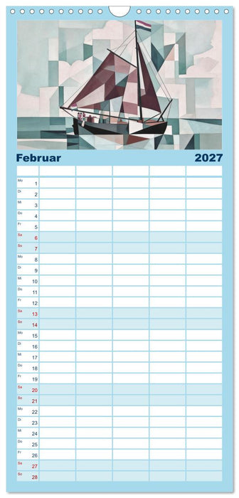 Segelschiffe im Stil des Kubismus (CALVENDO Familienplaner 2027)