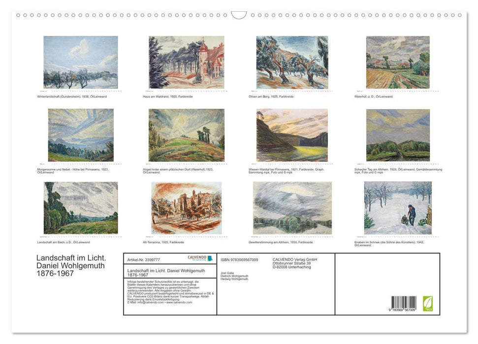 Landschaft im Licht. Daniel Wohlgemuth 1876-1967 (CALVENDO Wandkalender 2027)