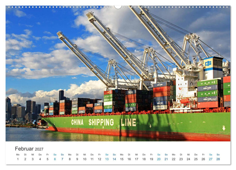 Große und kleine Schiffe im Seehafen Seattle (CALVENDO Wandkalender 2027)