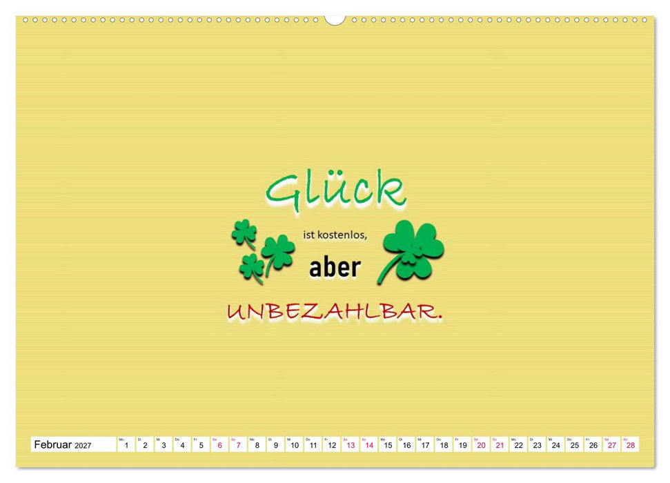 Zitate und Sprüche In Sachen GLÜCK (CALVENDO Wandkalender 2027)