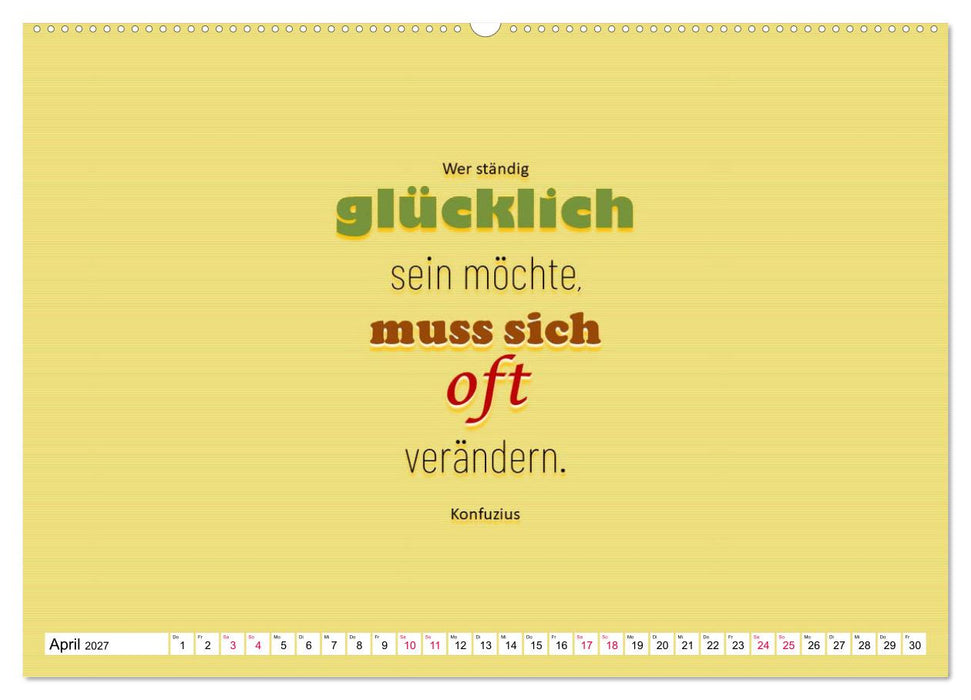 Zitate und Sprüche In Sachen GLÜCK (CALVENDO Wandkalender 2027)