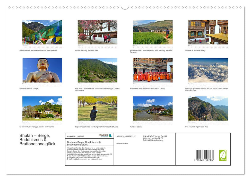 Bhutan – Berge, Buddhismus & Bruttonationalglück (CALVENDO Premium Wandkalender 2027)